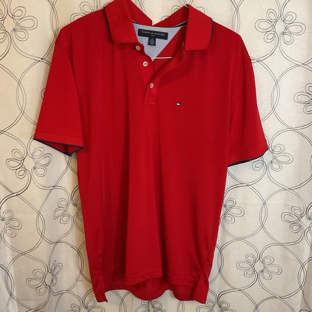 Men's Tommy Hilfiger golf polo red short sleeve size large